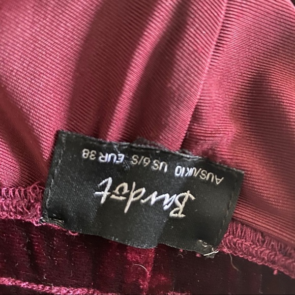 Bardot Merlot Red Velvet Off Shoulder Mini Dress - Picture 5 of 8